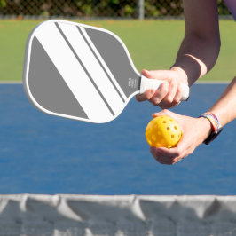 Coole, moderne graue, weiße, schlanke Streifen Pickleball Schläger