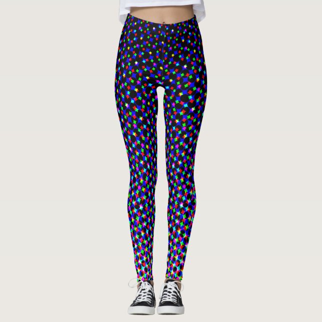 Coole moderne Lila Farbe Halftone Pixel Digit Geek Leggings (Vorderseite)