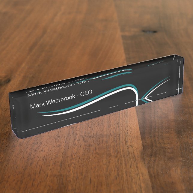 Coole moderne Minimalistische Führungskraft Schrei Namensplakette (Seite)