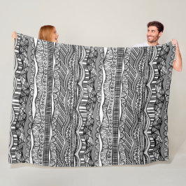 Coole, moderne, schwarz-weiße Muster-Doodles Fleecedecke