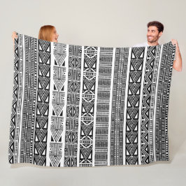 Coole, moderne, schwarz-weiße Muster Streifen Fleecedecke