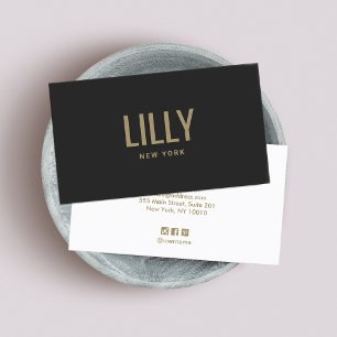 Coole moderne Schwarze-Gold-Typografie Visitenkarte