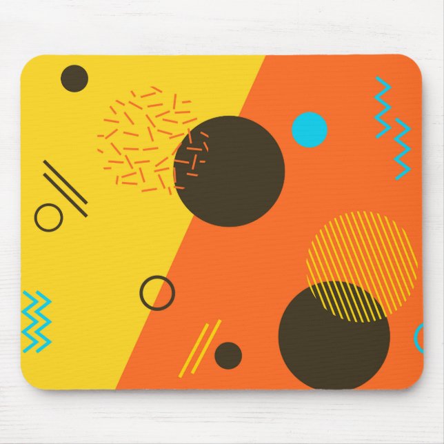 Coole, moderne, trendige, urbane Memphis-Illustrat Mousepad (Vorne)