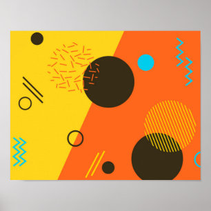 Coole, moderne, trendige, urbane Memphis-Illustrat Poster