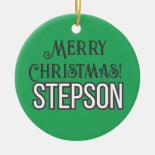 Coole moderne Typografie Frohe Weihnachts-Stepson Keramik Ornament