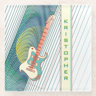 Coole moderne weiße und Aquamarine elektrische Git Glasuntersetzer