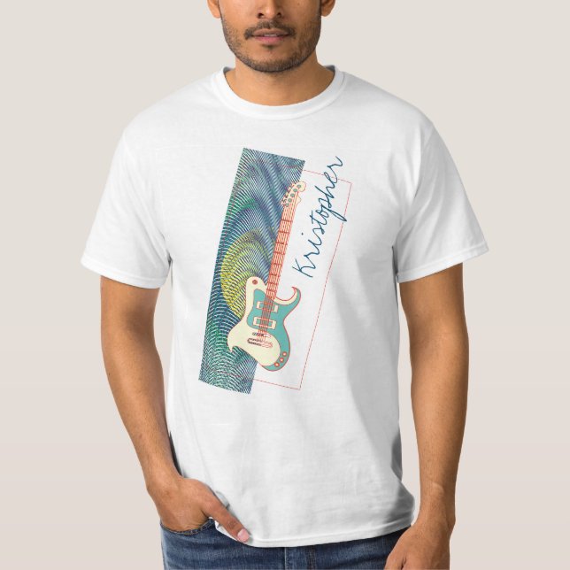 Coole moderne weiße und Aquamarine elektrische Git T-Shirt (Vorderseite)