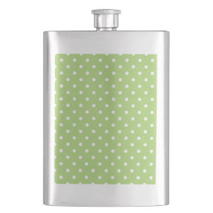 coole, moderne weiße und limettengrüne Tupfen Flachmann