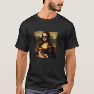 Coole Mona Lisa mit Sonnenbrille und Katze T-Shirt