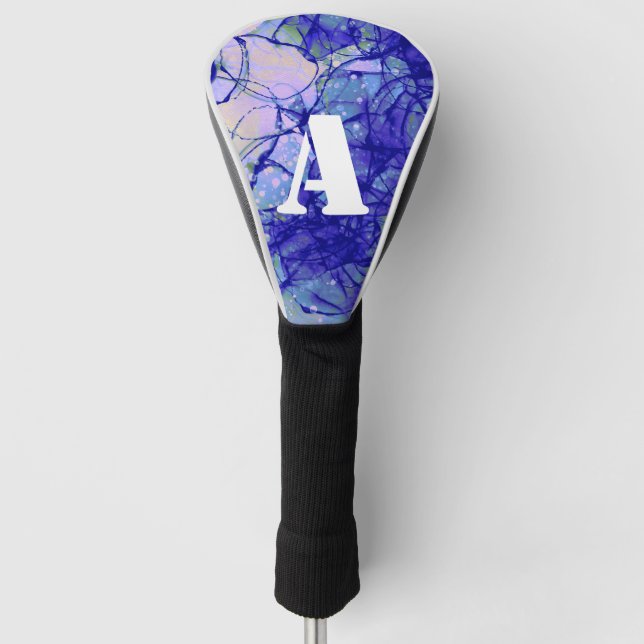 Coole Monogram Blue Abstrakte Art Golf Headcover (Vorderseite)