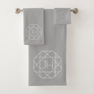 Coole Monogramm, Angesagte Logo-Stilanzeige   Grau Badhandtuch Set