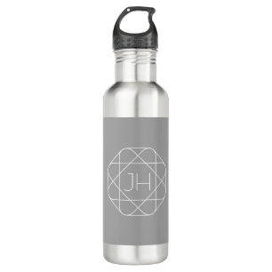 Coole Monogramm, Angesagte Logo-Stilanzeige   Grau Edelstahlflasche