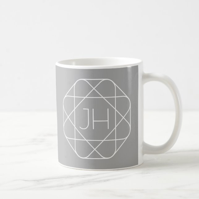 Coole Monogramm, Angesagte Logo-Stilanzeige | Grau Kaffeetasse (Rechts)