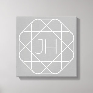 Coole Monogramm, Angesagte Logo-Stilanzeige   Grau Leinwanddruck