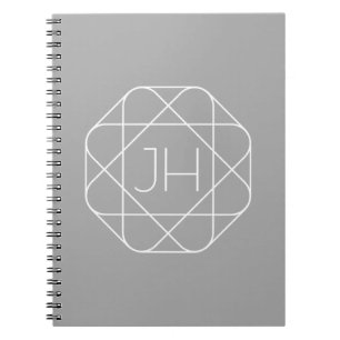 Coole Monogramm, Angesagte Logo-Stilanzeige   Grau Notizblock