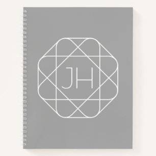 Coole Monogramm, Angesagte Logo-Stilanzeige   Grau Notizbuch