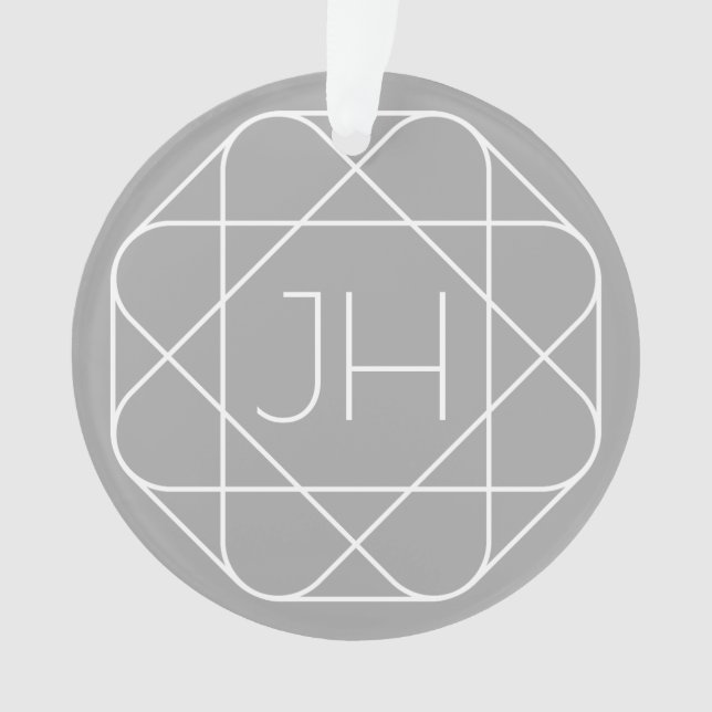 Coole Monogramm, Angesagte Logo-Stilanzeige | Grau Ornament (Vorderseite)