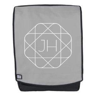 Coole Monogramm, Angesagte Logo-Stilanzeige   Grau Rucksack