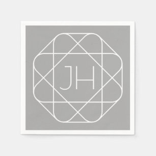 Coole Monogramm, Angesagte Logo-Stilanzeige   Grau Serviette