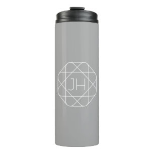 Coole Monogramm, Angesagte Logo-Stilanzeige   Grau Thermosbecher