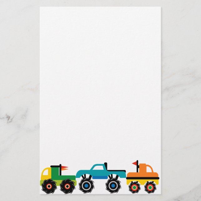 Coole Monster Trucks Blaue grüne Geschenke für Jun Briefpapier (Vorderseite)