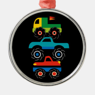 Coole Monster Trucks Blaue grüne Geschenke für Jun Silbernes Ornament
