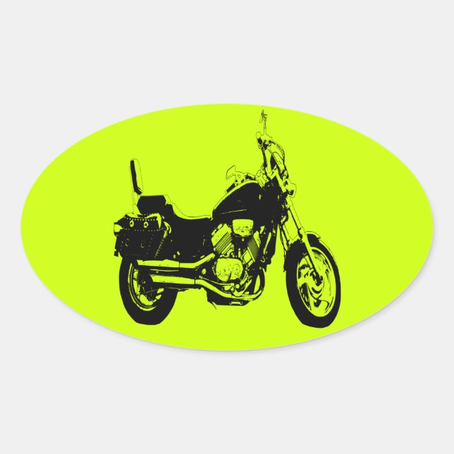 Coole Motorrad-Silhouette Ovaler Aufkleber (Vorderseite)
