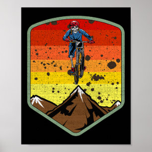 Coole Mountainbike-Fahrender Skelett-Zombie-Schäde Poster
