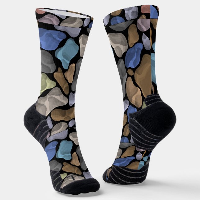 Coole Multi-Farb-Stone-Abbildung Blue Black Men Socken (Gewinkelt)