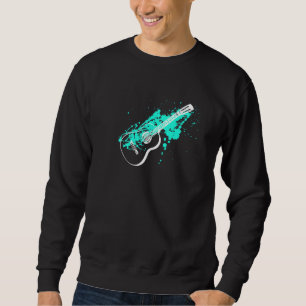 Coole Musik Akustische Gitarre Paint Spritzer Kuns Sweatshirt