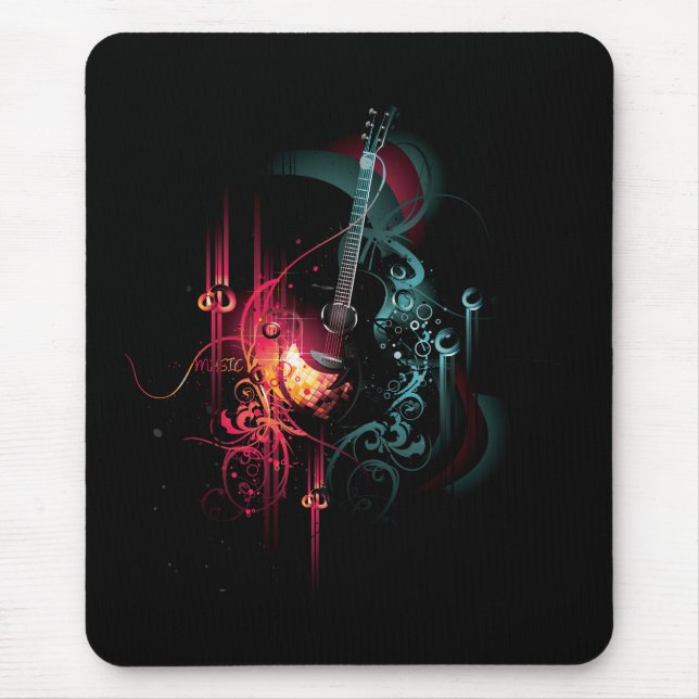 Coole Musik-Grafik mit Gitarre Mousepad (Vorne)