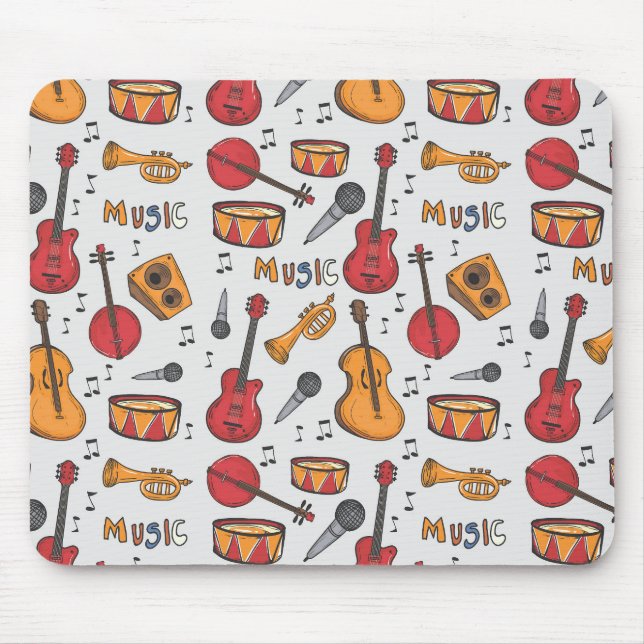 Coole Musik Themenbanjo Drums Gitarre Geige mehr Mousepad (Vorne)
