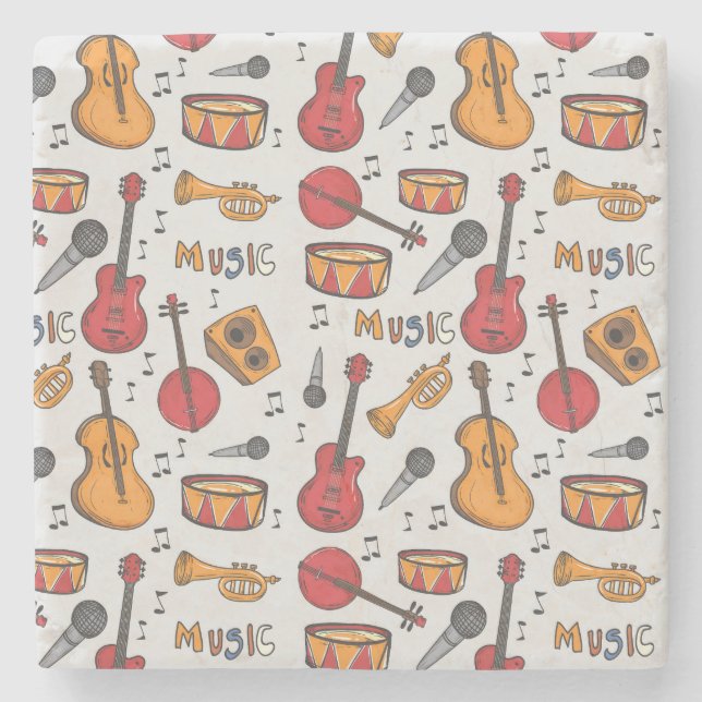 Coole Musik Themenbanjo Drums Gitarre Geige mehr Steinuntersetzer (Vorderseite)