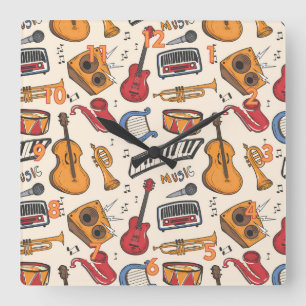 Coole Musik ThemenKlavierabende Gitarre Geige mehr Quadratische Wanduhr