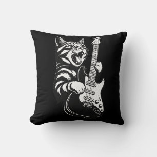 Coole Musikliebe Rockkatze spielt elektrische Gi Kissen