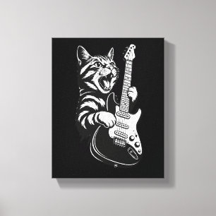Coole Musikliebe   Rockkatze spielt elektrische Gi Leinwanddruck