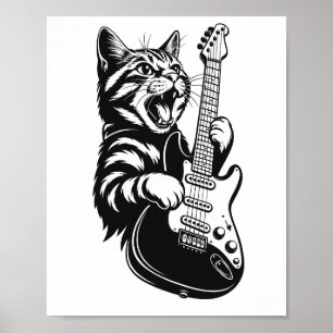 Coole Musikliebe   Rockkatze spielt elektrische Gi Poster