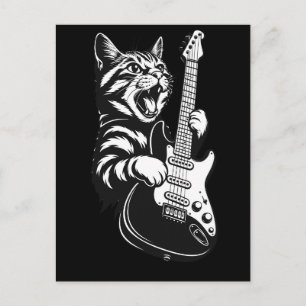 Coole Musikliebe Rockkatze spielt elektrische Gi Postkarte