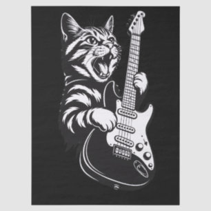 Coole Musikliebe   Rockkatze spielt elektrische Gi Seidenpapier