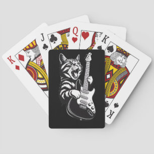 Coole Musikliebe Rockkatze spielt elektrische Gi Spielkarten