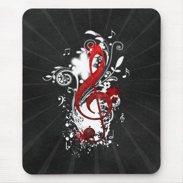 Coole Musiknoten gepunktete Wirbel Blume Spritzer Mousepad (Vorne)