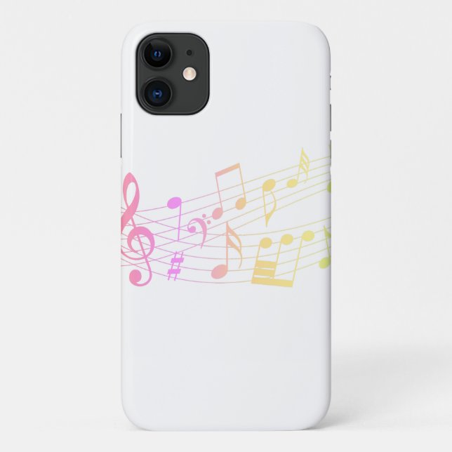 Coole Musiknoten mit weißem Regenbogen Case-Mate iPhone Hülle (Rückseite)