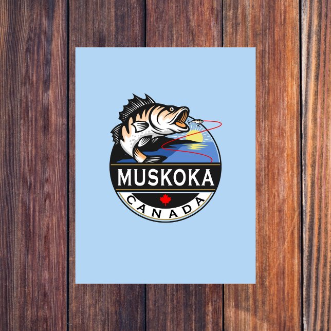 Coole Muskoka Kanada Fischerei Wappen im Freien Postkarte (Von Creator hochgeladen)
