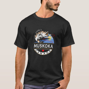 Coole Muskoka Kanada Fischerei Wappen im Freien T-Shirt
