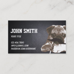 Coole Mustache Mops Dark Business Card Visitenkarte