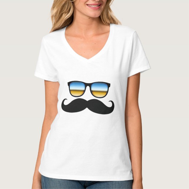 Coole Mustache unter Schaden T-Shirt (Vorderseite)