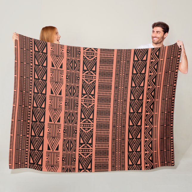 Coole Muster in Boho Schwarz und Rosa Streifen Fleecedecke (Beispiel)