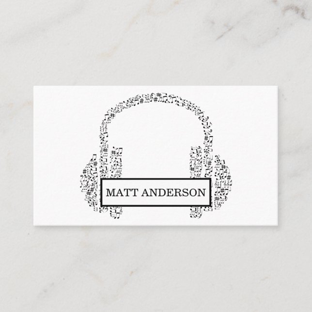 Coole mutige DJ-Kopfhörer-schwarze Musik Visitenkarte (Vorderseite)