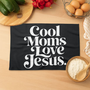 Coole Mütter lieben Jesus Geschirrtuch
