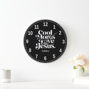 Coole Mütter lieben Jesus Große Wanduhr